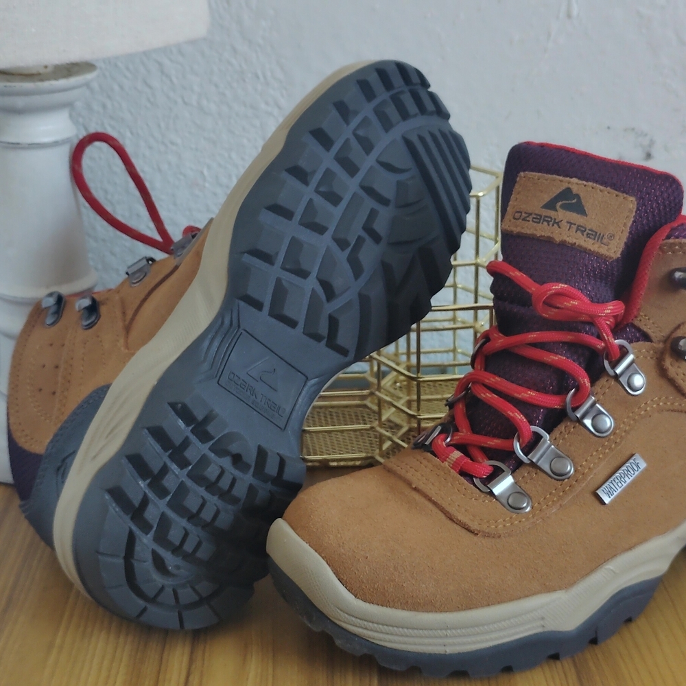 Ozark Trail Tan Hiking Boots with Red Accents
